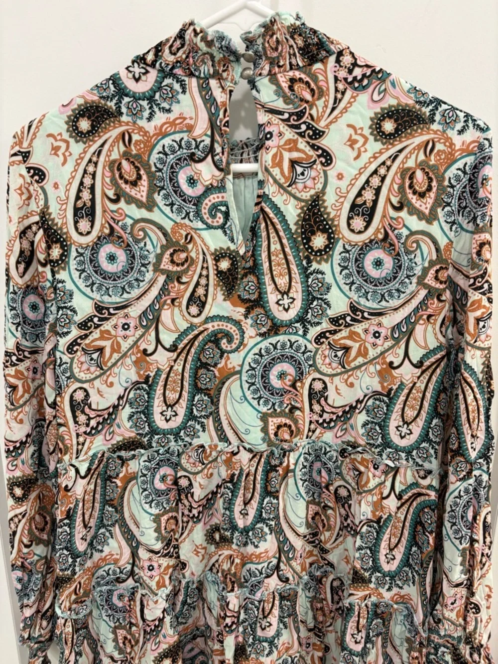 Anthropologie Cady Tiered Tunic Paisley Mock Neck Dress Size Small - Picture 13 of 16